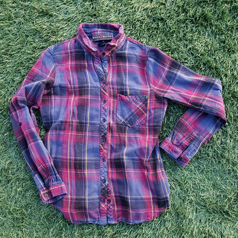 Polly & Esther Plaid Button Down Shirt -